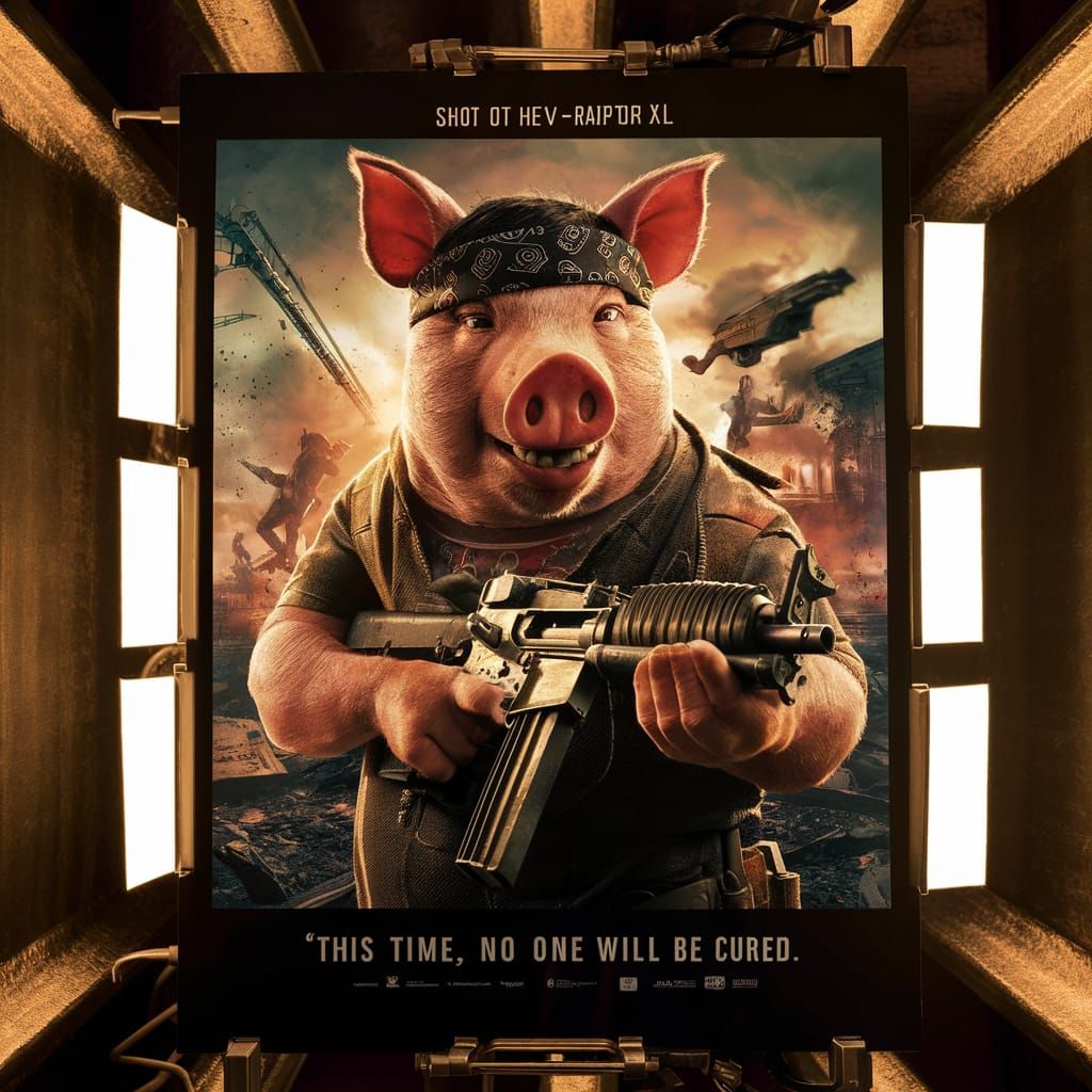 Hambo Movie Poster: Pig Warrior in Dystopian World