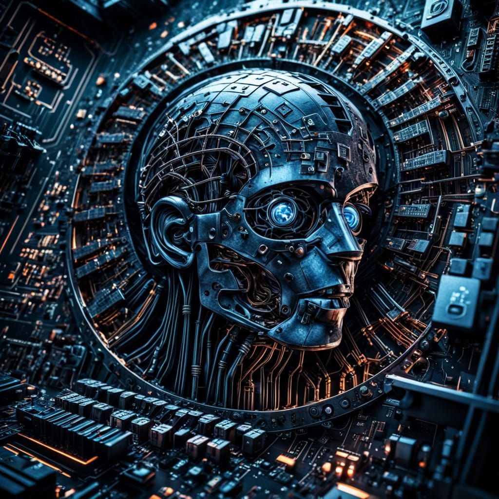 Hyperrealistic AI in a High-Tech Computer