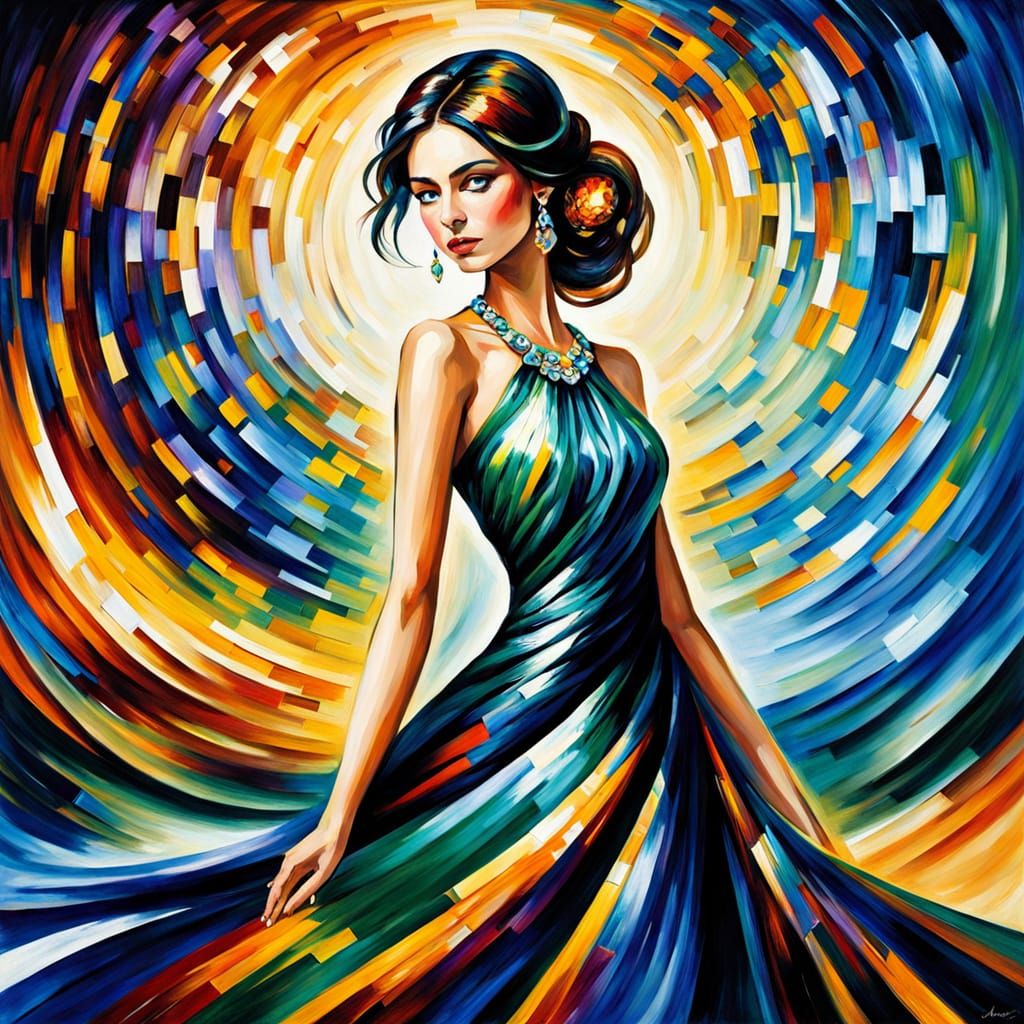 Surrealistic Portrait of a Woman in Luxurious, Futuristic At...