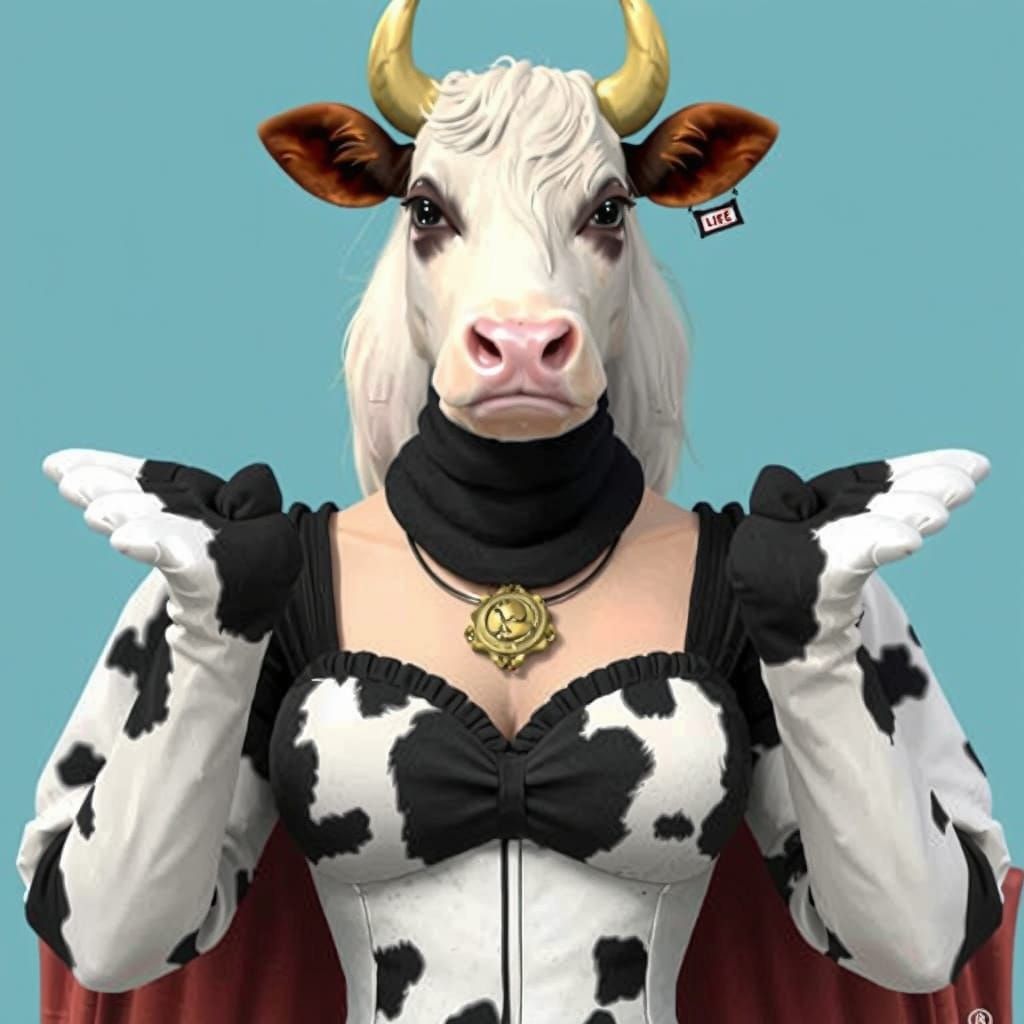 Anthropomorphic Cow: A Whimsical AI Creation