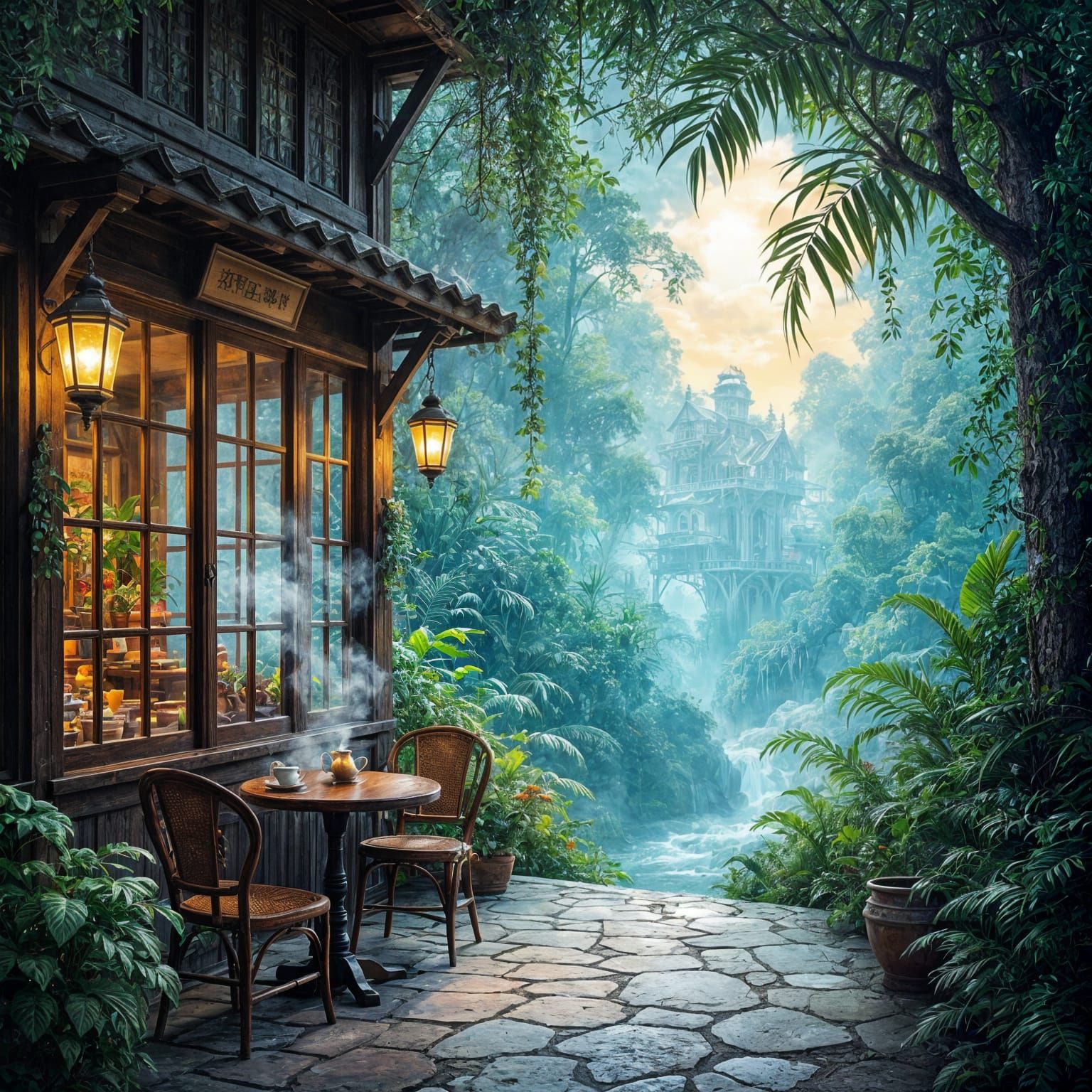 Ethereal Portal Next to Quaint Tea House