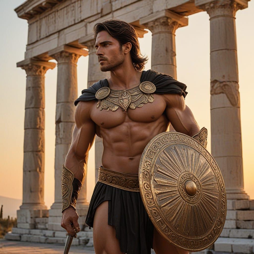 Majestic Spartan Warrior in Golden Armor