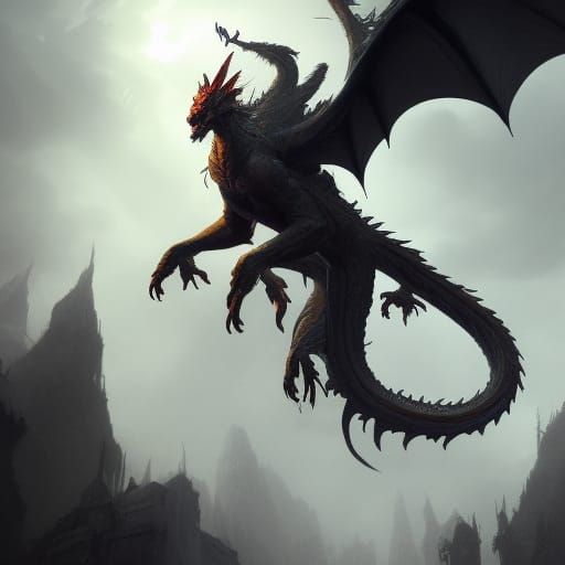Dragon-Human Hybrid in Dark Fantasy Style