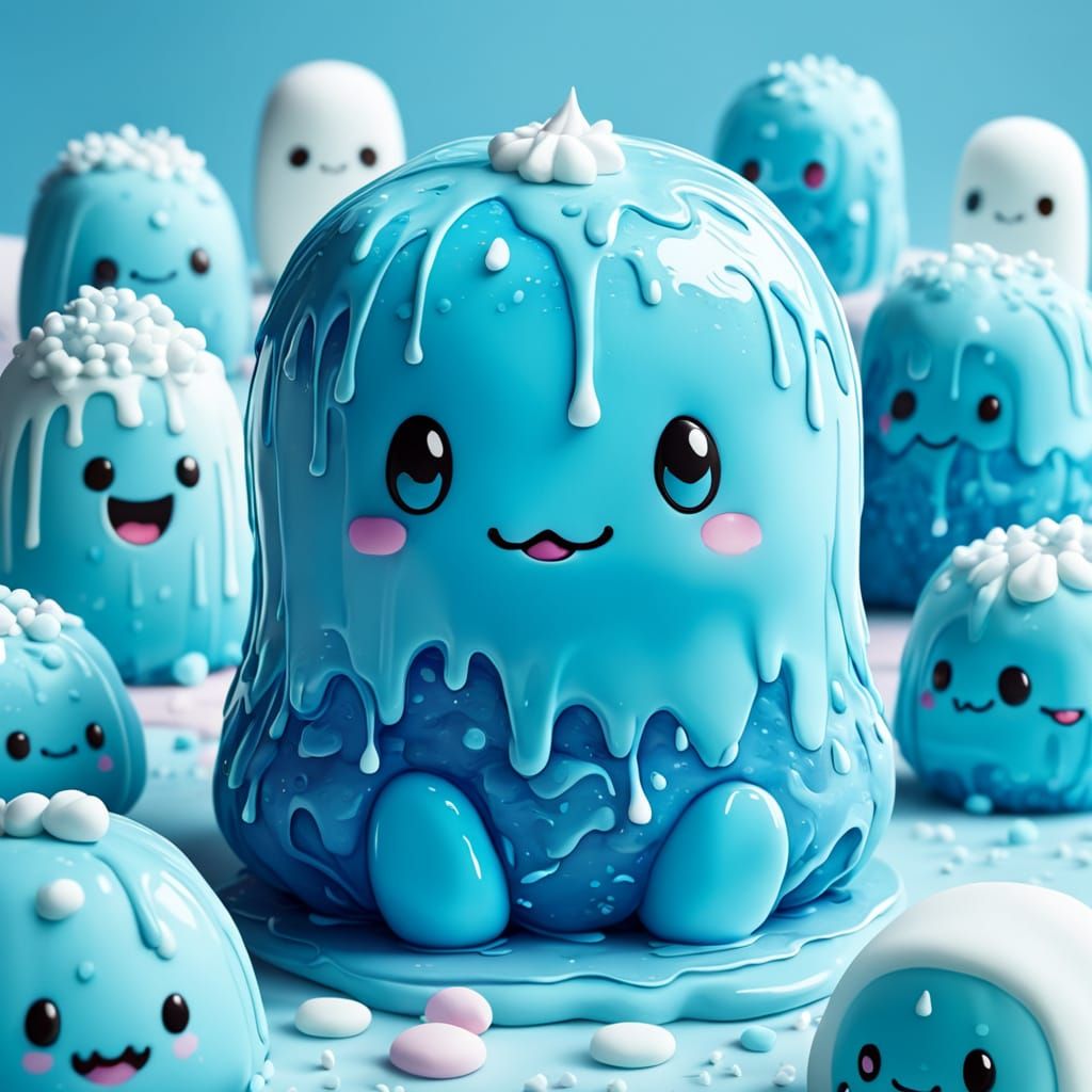 Whimsical Blue Marshmallow Creature