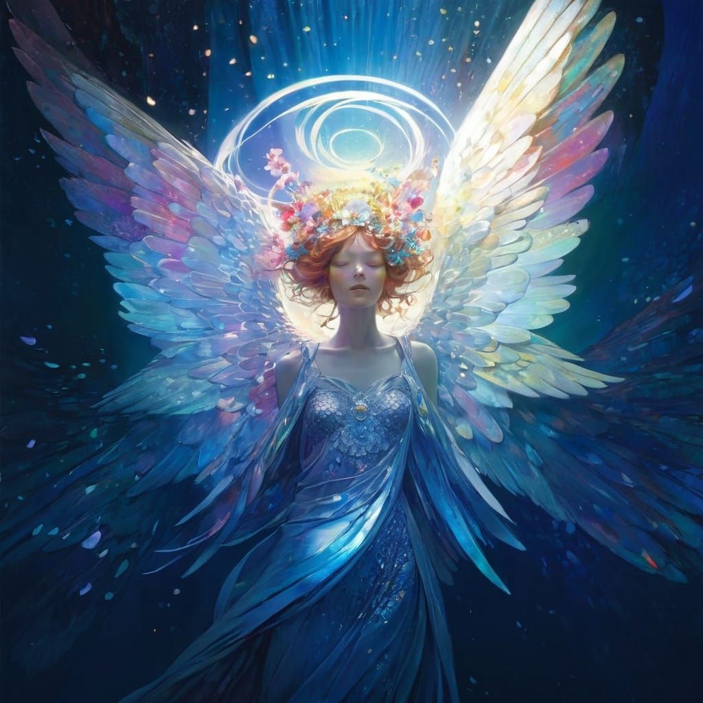 Ethereal Angel Wings in Vibrant, Luminescent Colors