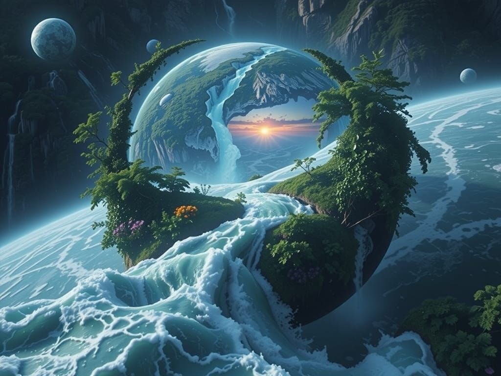 Breathtaking Rainforest Sunrise with Waterfalls and Mist