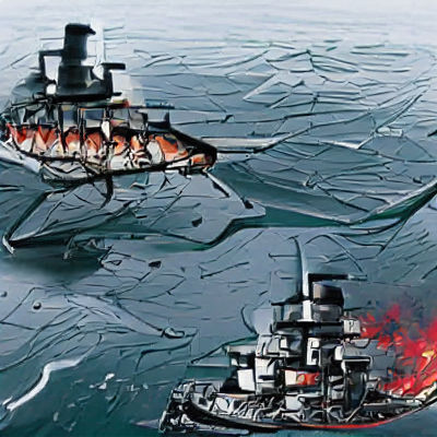 Sinking Battleship in a Stormy Sea