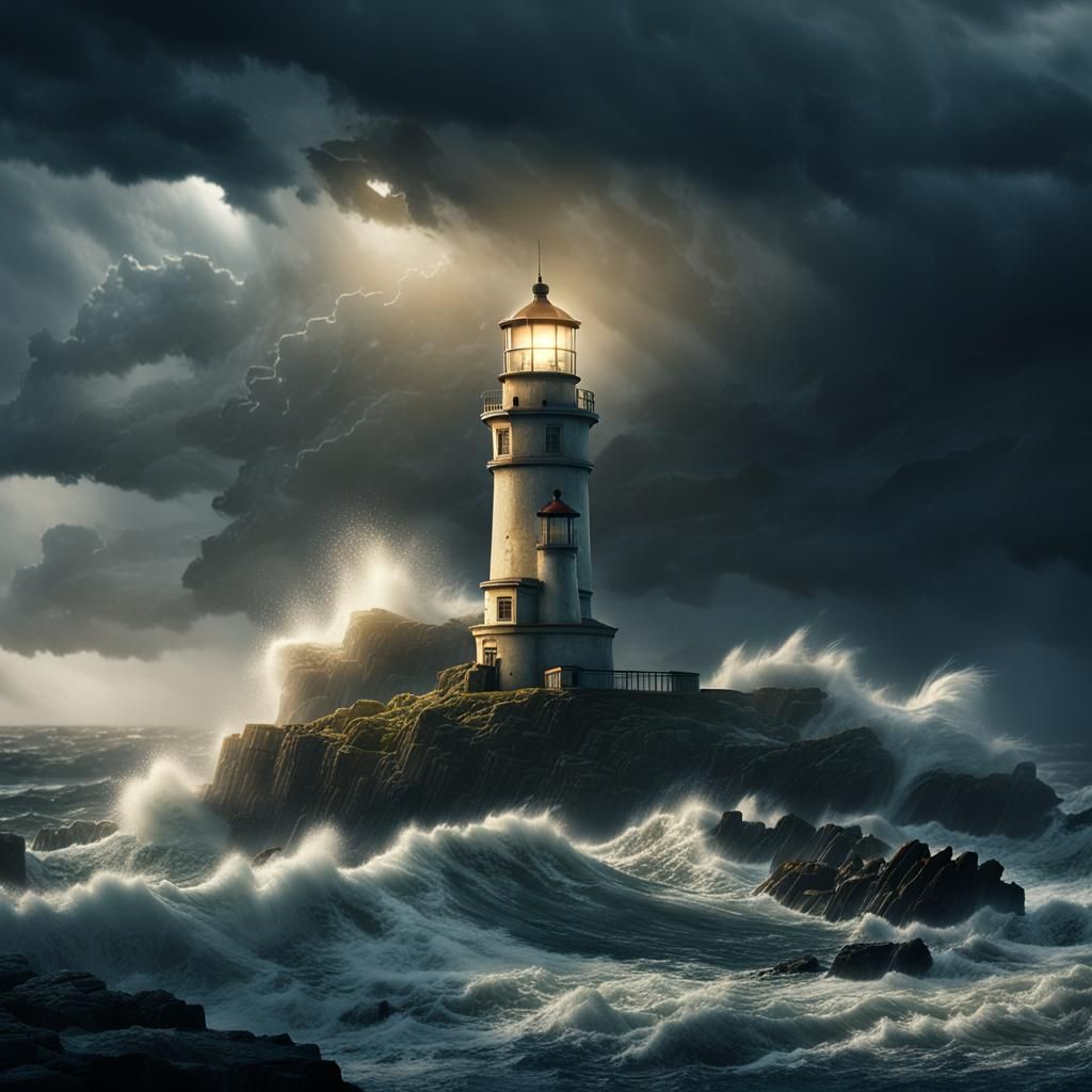 Stormy Lighthouse: Cinematic Coastal Drama