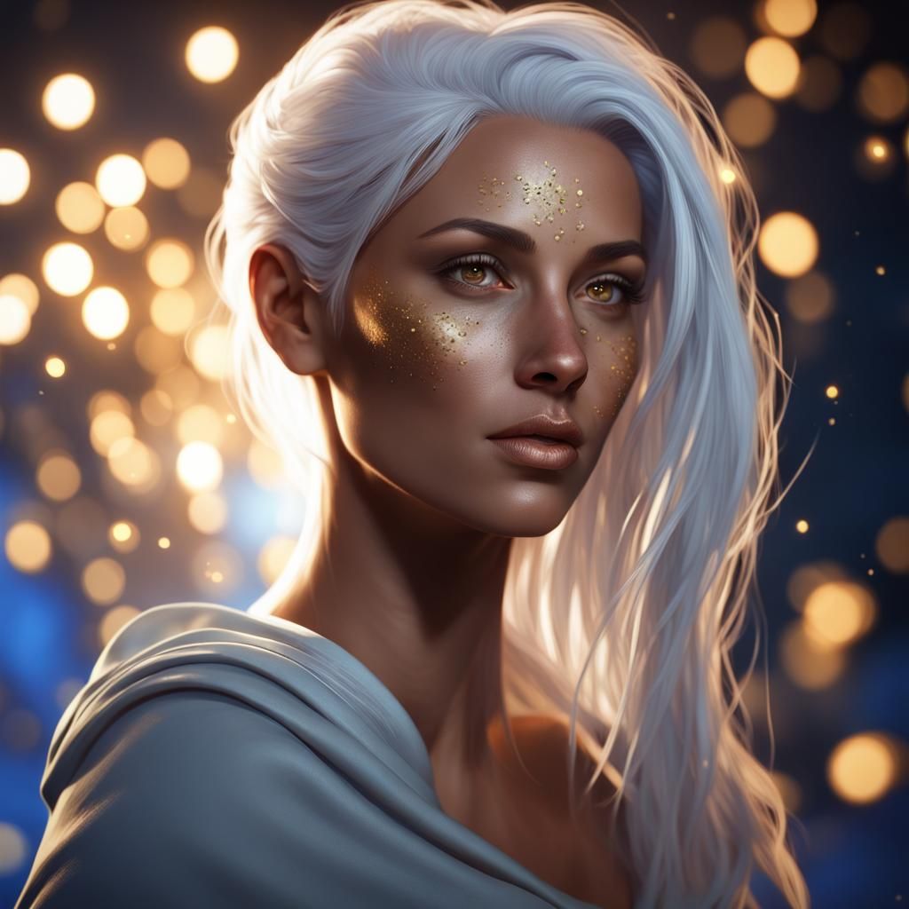 Beautiful Woman with Golden Eyes, Hyperdetailed Portrait