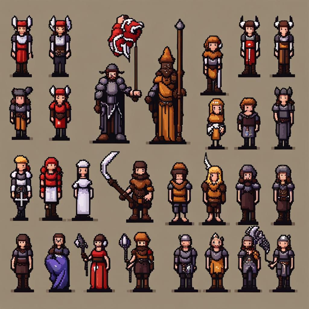 8-Bit Pixel Art Medieval Fantasy Characters