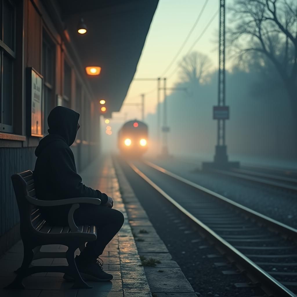 Dawn at the Train Station: Digital Art