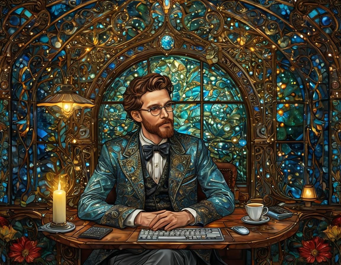 Stained Glass Portrait of NightCafe Downvoter