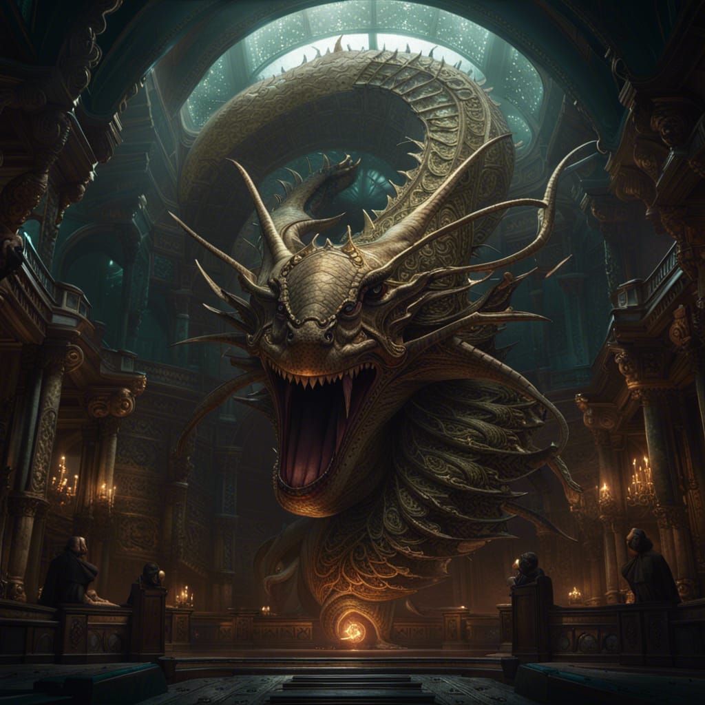 Leviathan: Dark Fantasy Concept Art in Art Nouveau Style