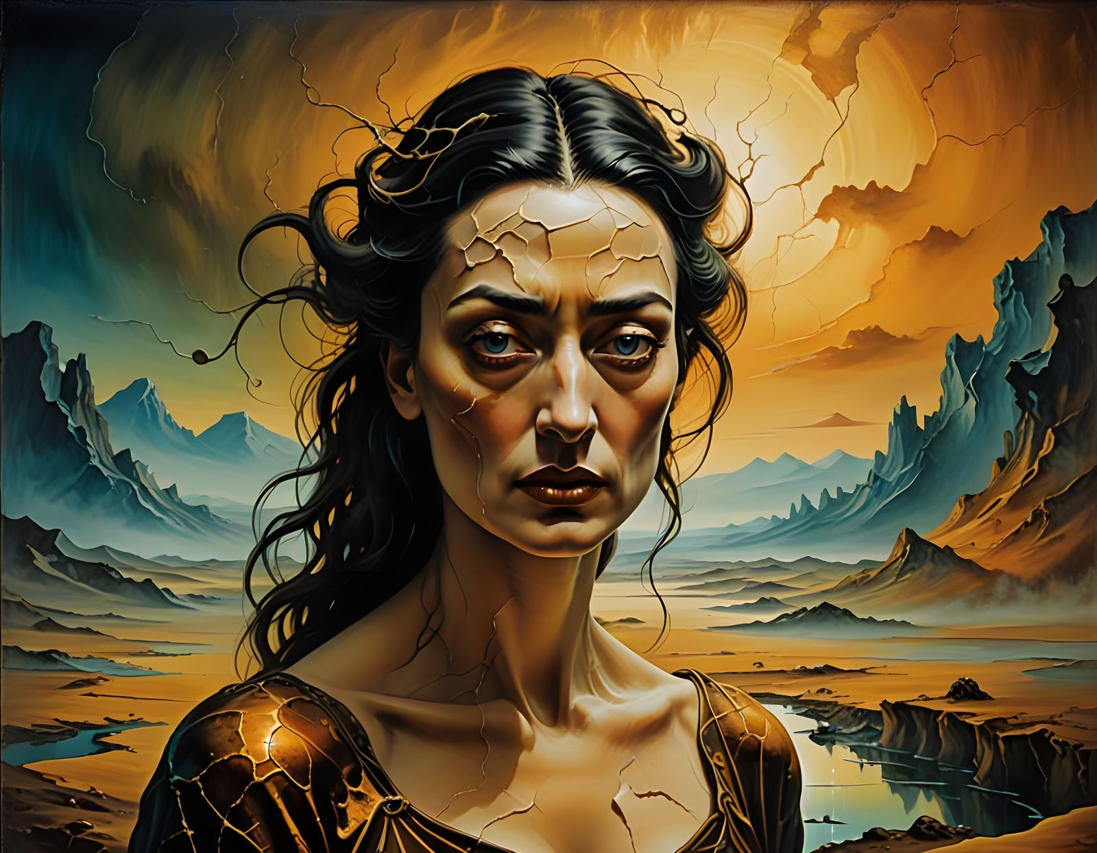 Sculptural Figure with Cracked Skin