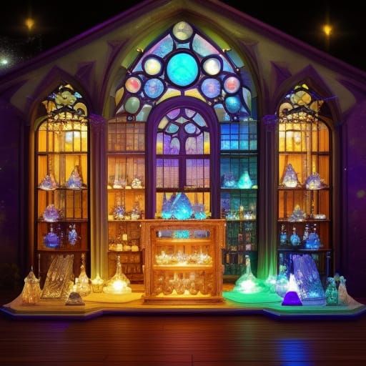 Glowing Crystals Grant Special Powers in Fantasy Store