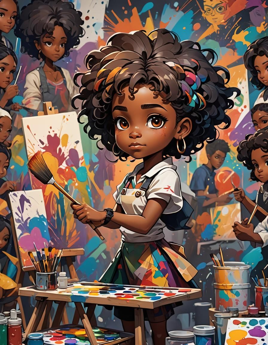 Chibi Woman Creates Colorful Manga Anime Art