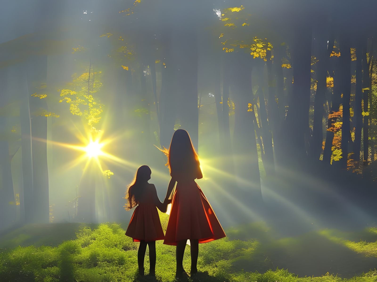 Magical Beings in Colorful, Shadowed Fantasy