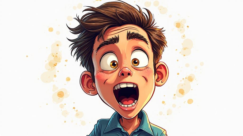 Energetic Cartoon Sketch in Digital Pen-and-Ink Style