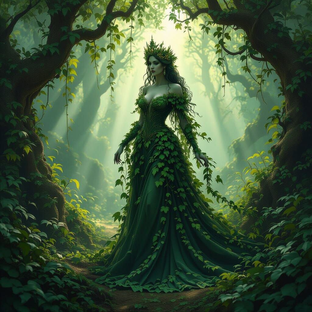 Ivy Queen in Enchanted Forest Fantasy Illustration