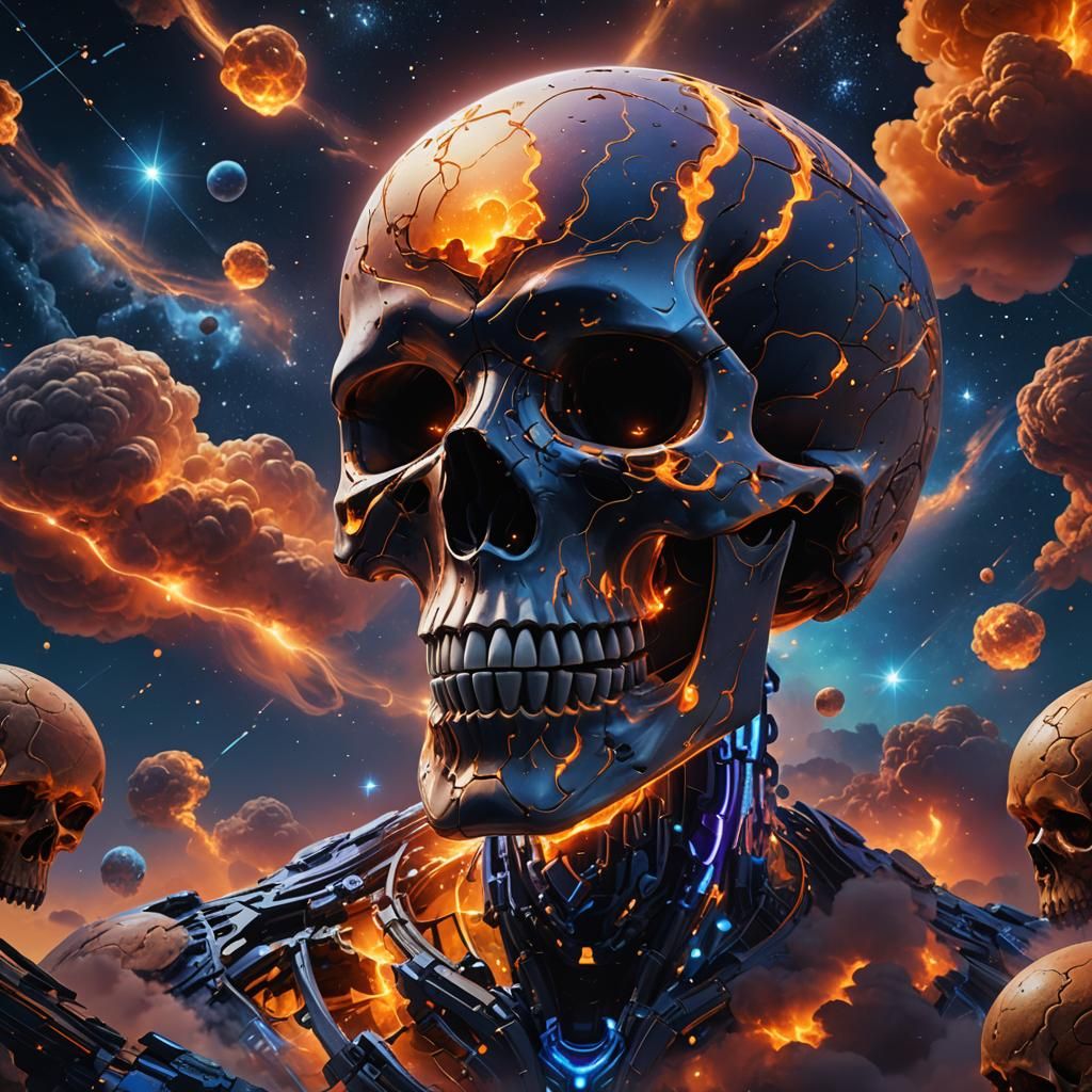 Skull Constellation in Deep Space, Sci-Fi Matte Painting