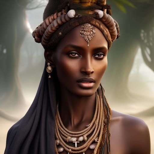 Hyperdetailed Painting of Somali Savannah Goddess