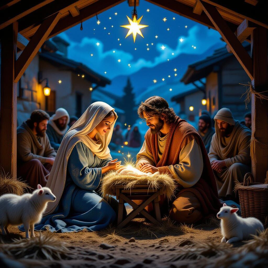 Jesus' Nativity in Bethlehem: A Hyperrealistic Scene