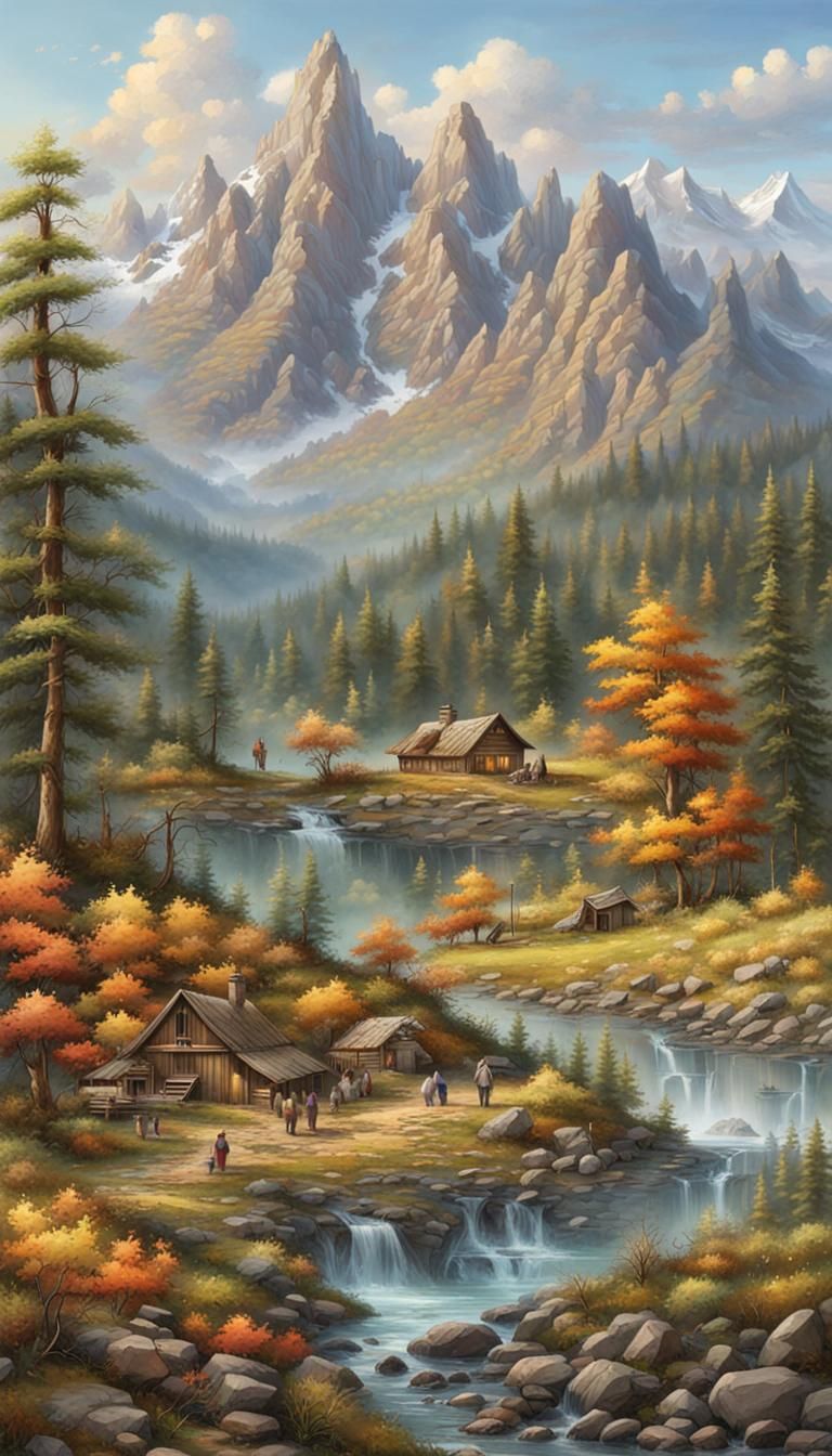 Detailed Mountain Landscape with Sharpness and Color
