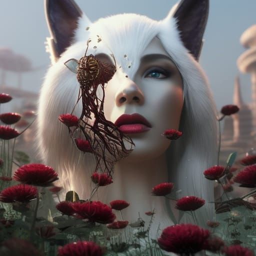 Eldritch Surrealism: Woman in Clockpunk Floralscape