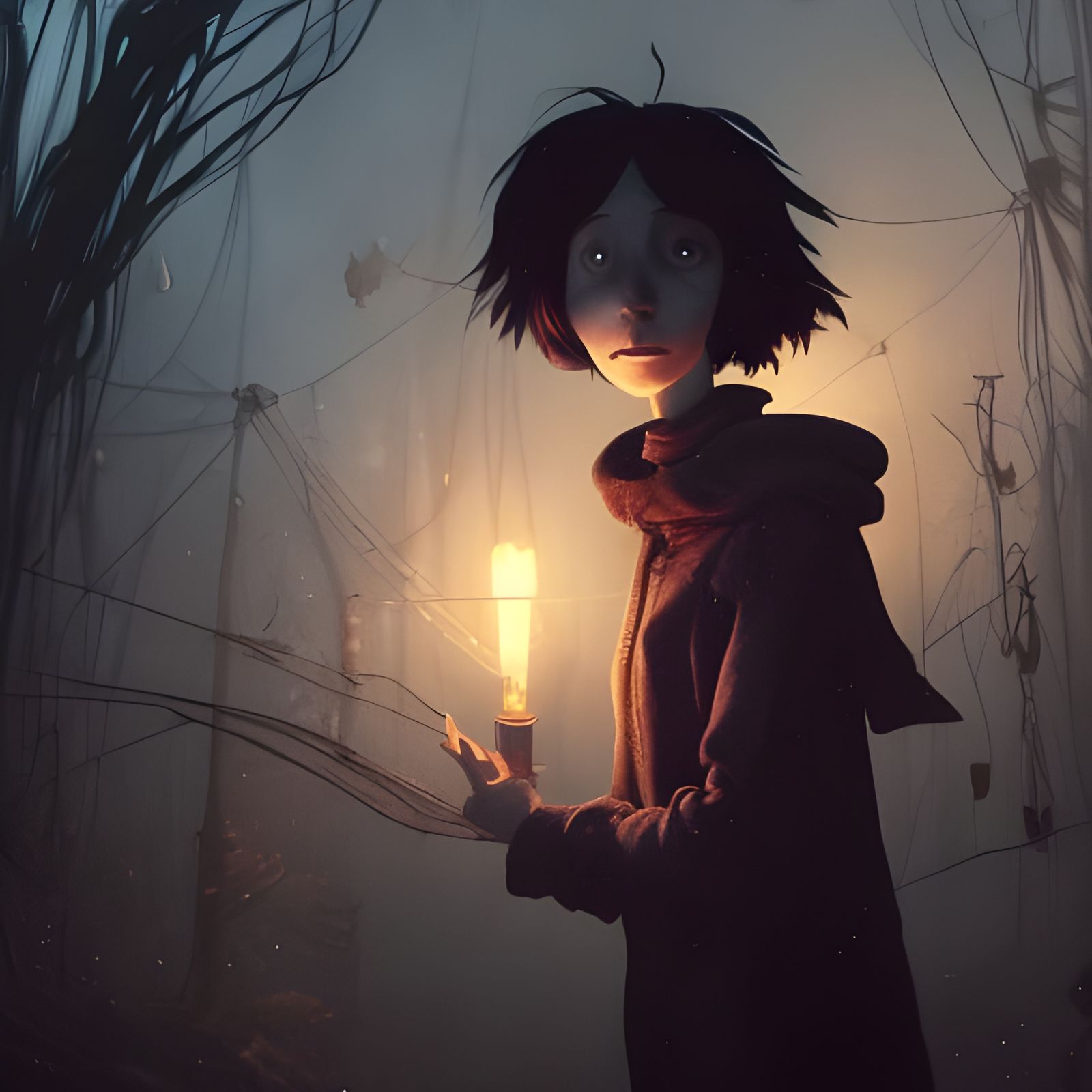 Hyperdetailed Coraline in Dark Fantasy Style