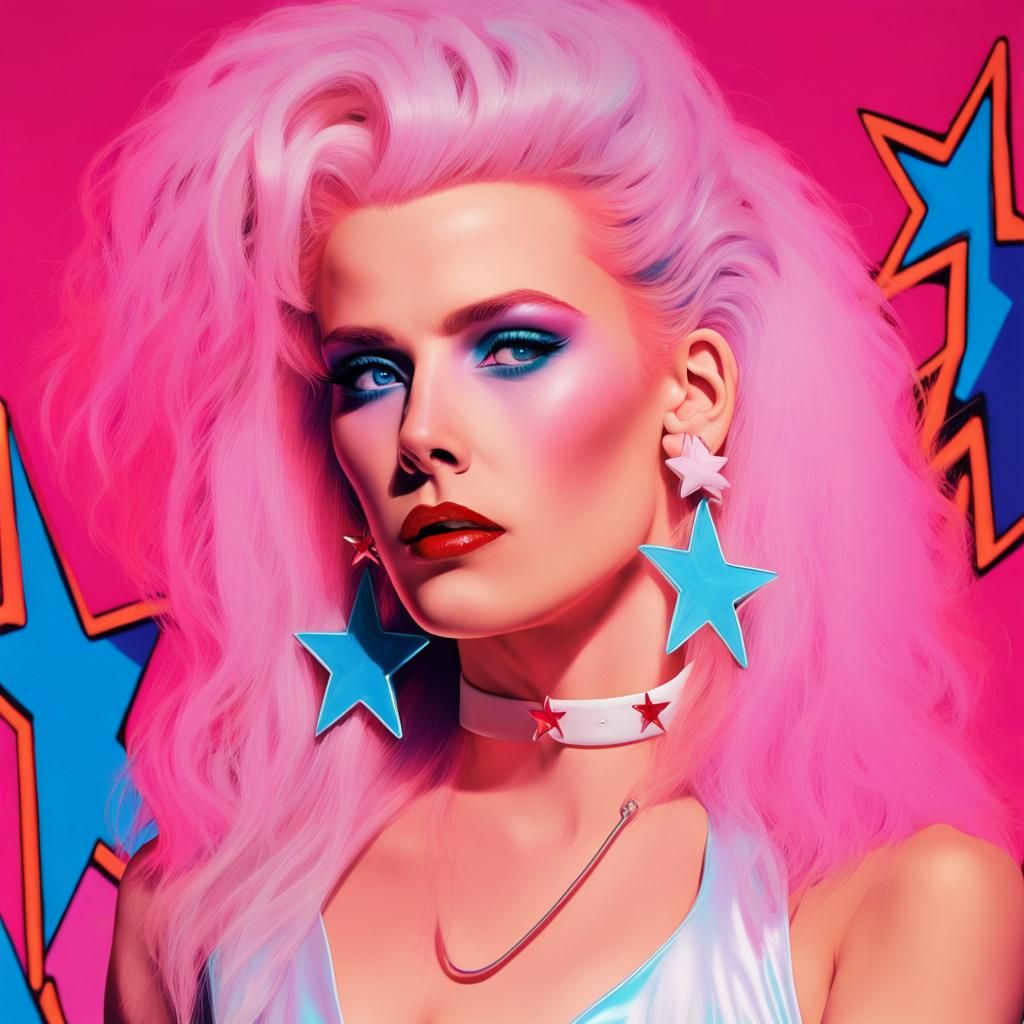 Hyper-Realistic Iconic 80s Pop Art Portrait