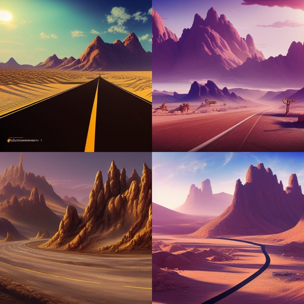 Desert Highway: Detailed Matte Painting in Deep Color
