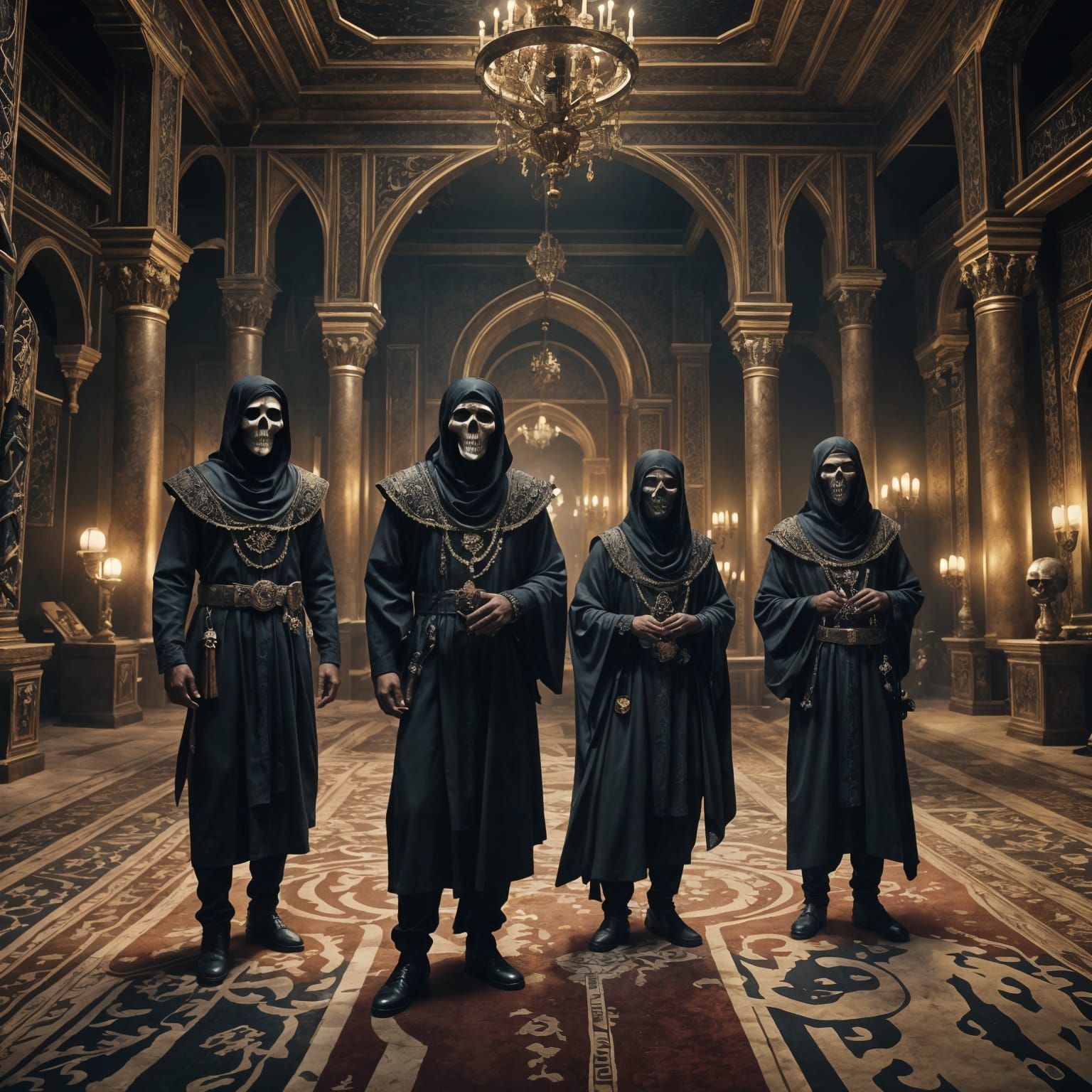 Creepy Skull Cultists in Rich Arab Palace