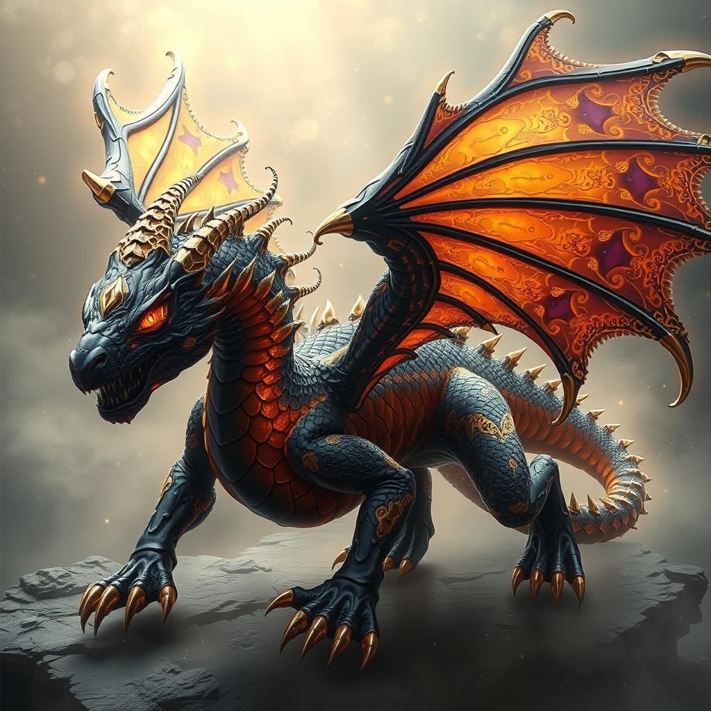 Majestic Fractal Dragon in Hyper-Realistic Detail