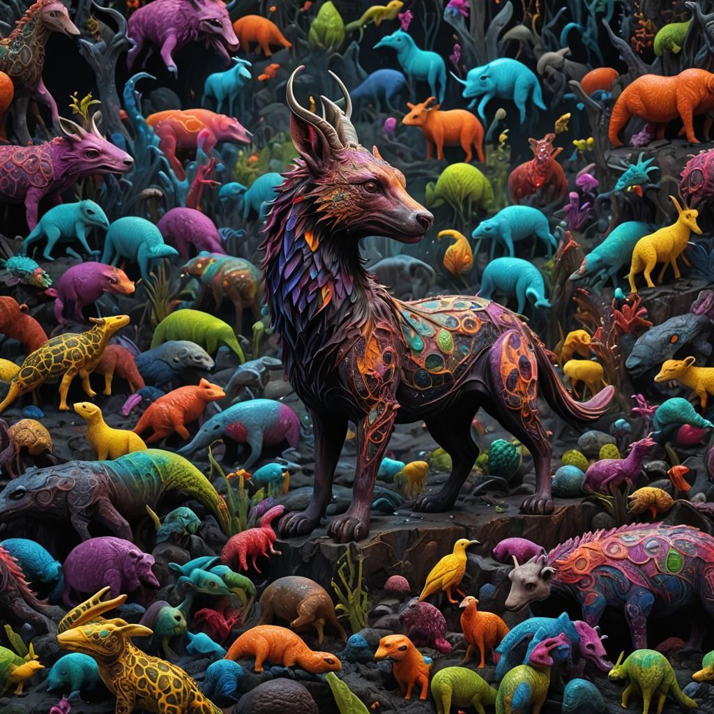 Epoxy Resin Animal Sculpture in Mystical Realism