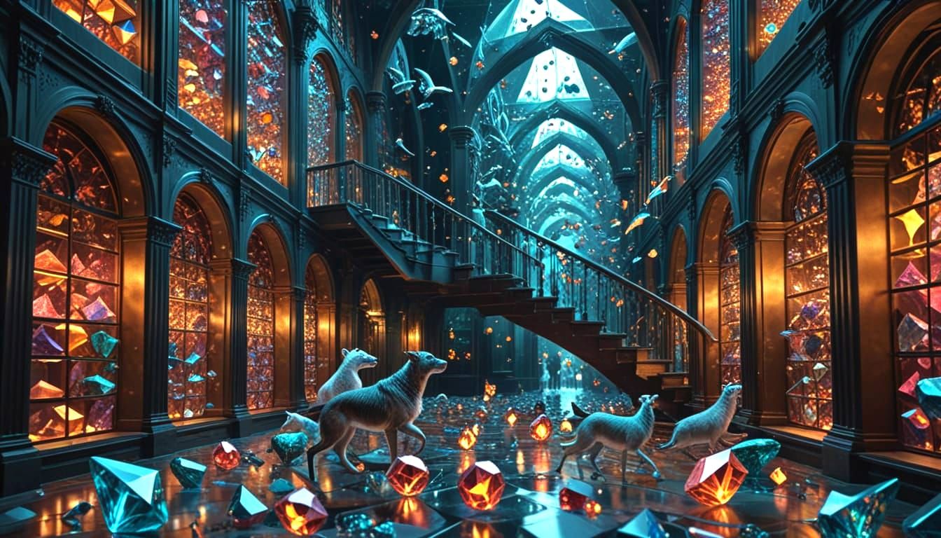 Escher-Inspired Gemstone House Architecture Amidst Stampede