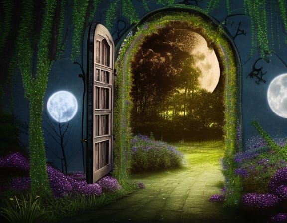 Enchanted Flower Garden with Hidden Door in Rococo Style