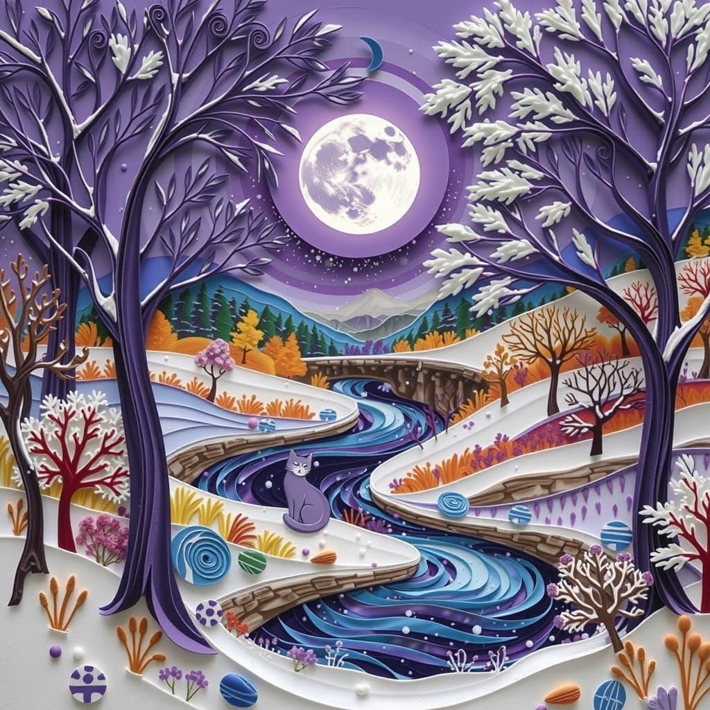 Whimsical Winter Wonderland in Photorealistic Quilling Colla...