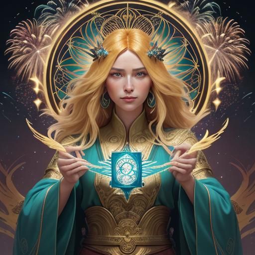 Phoenix Tarot Reader Portrait in Art Nouveau Style