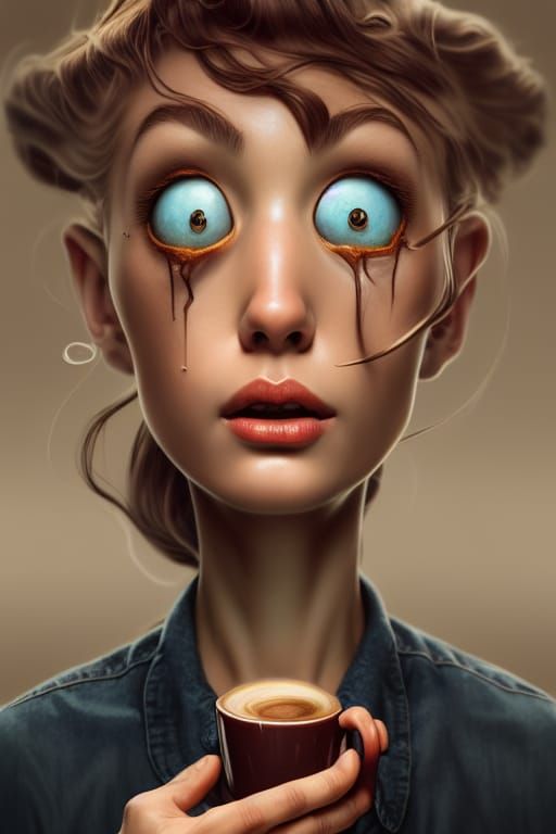 Surreal Coffee Fantasy: Intricate 3D Digital Art