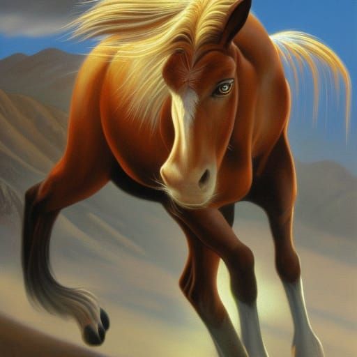 Horned Horse Movie Poster in Oil Painting Style