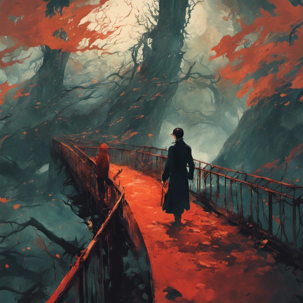 Dark Bridge to Abyss: Digital Splash Art