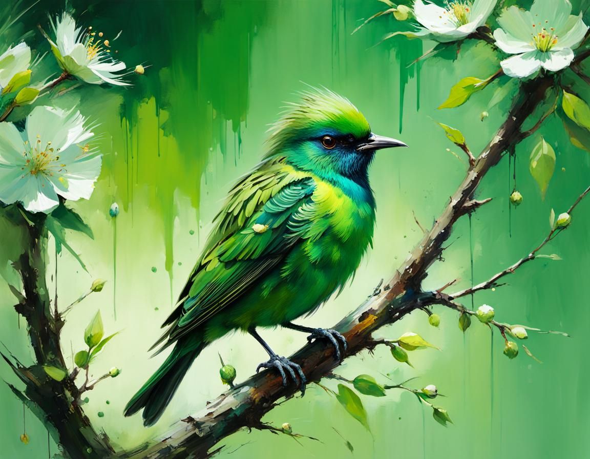 green bird