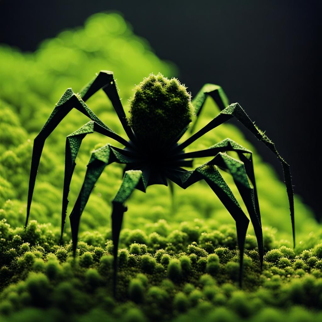Origami Spider Silhouette Against a Quasar