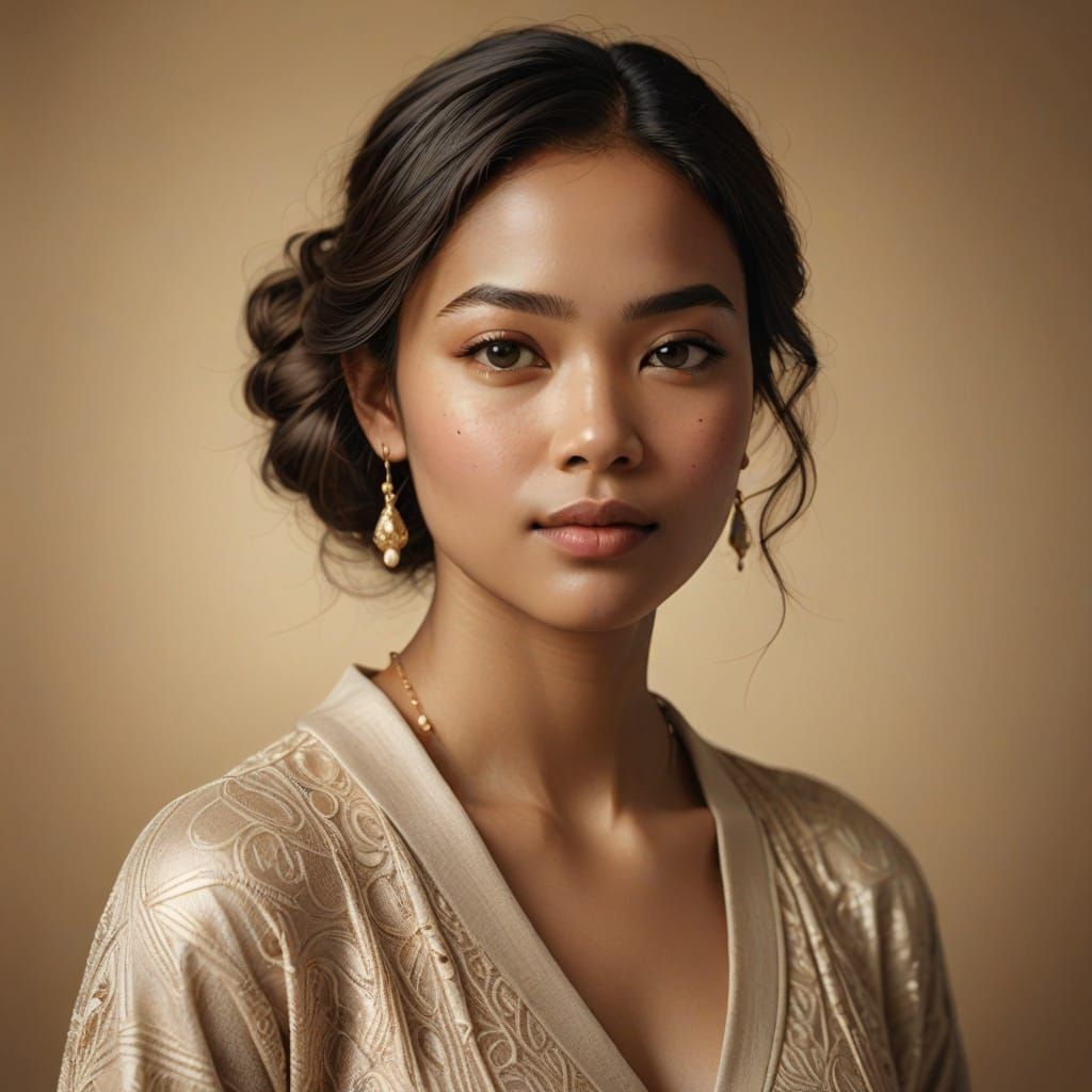 Vibrant Portrait of a Curvy Woman in Warm Studio Lighting