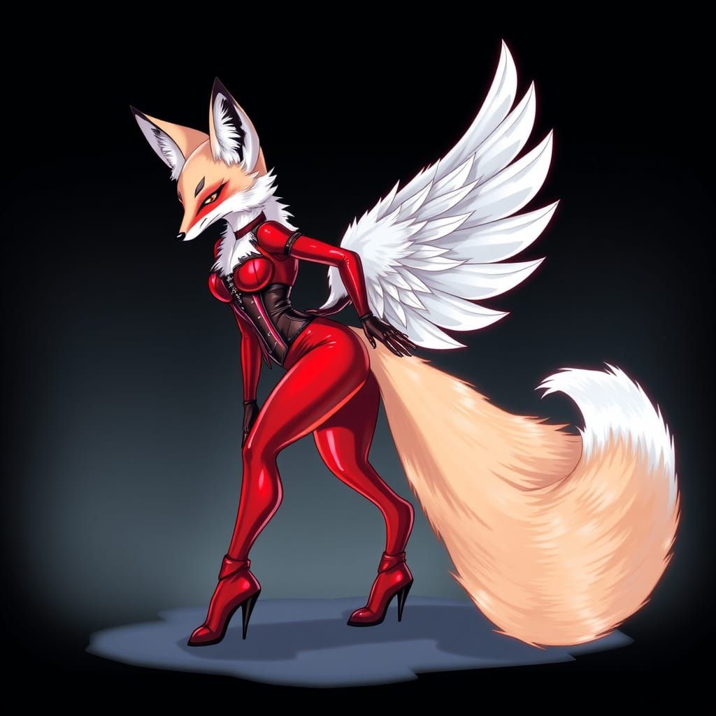 Anthropomorphic Fox Transformation in Neon Style