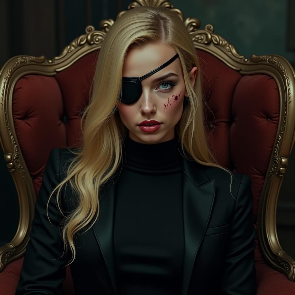 Confident Woman with Scars in Noir Comic Style