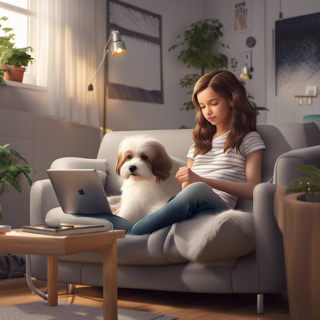 Cozy Living Room Scene with Digital Illustrator