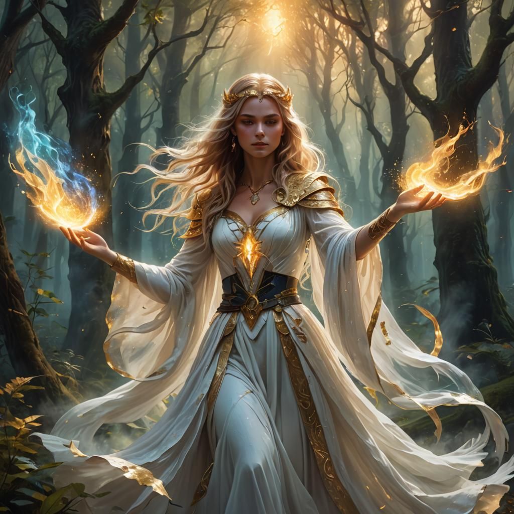 Powerful Sorceress in Magia Bianca Style