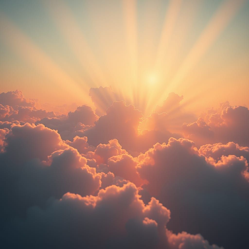 Ethereal Clouds Bathed in Heavenly Sunshine