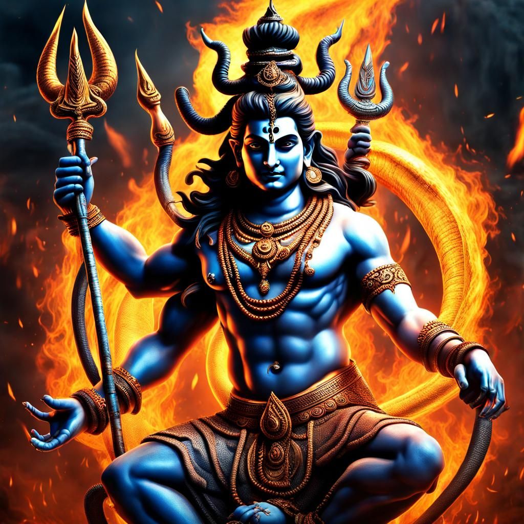 Lord Shiva, Hindu God of Death, Dancing in Fire